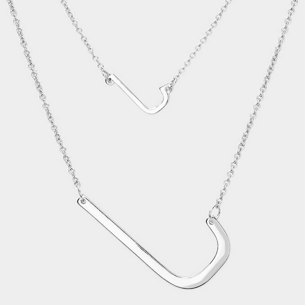 Gold Monogram J Big Initial Pendant Double Chain 30$